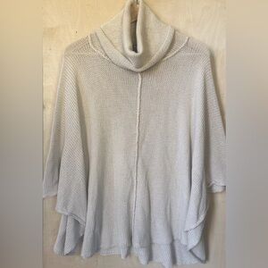 Wooden Ships Drop Sleeve Poncho Sweater Loose Knit Cotton Blend Cream Size Small